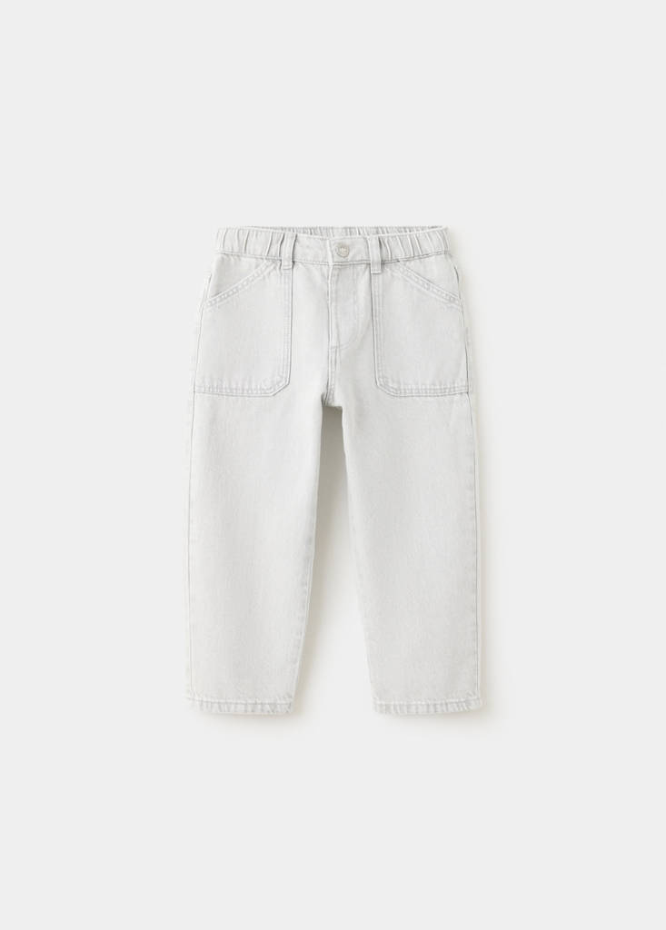 Straight jeans with elasticated waistband — Denim Grey