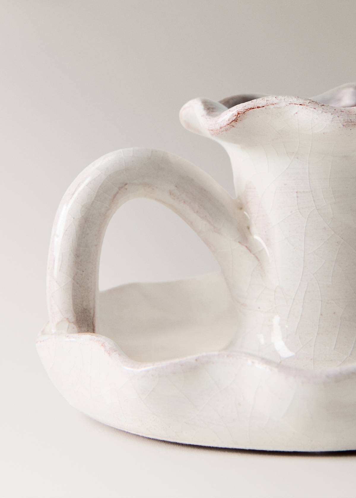 Terracotta wave chamberstick — White
