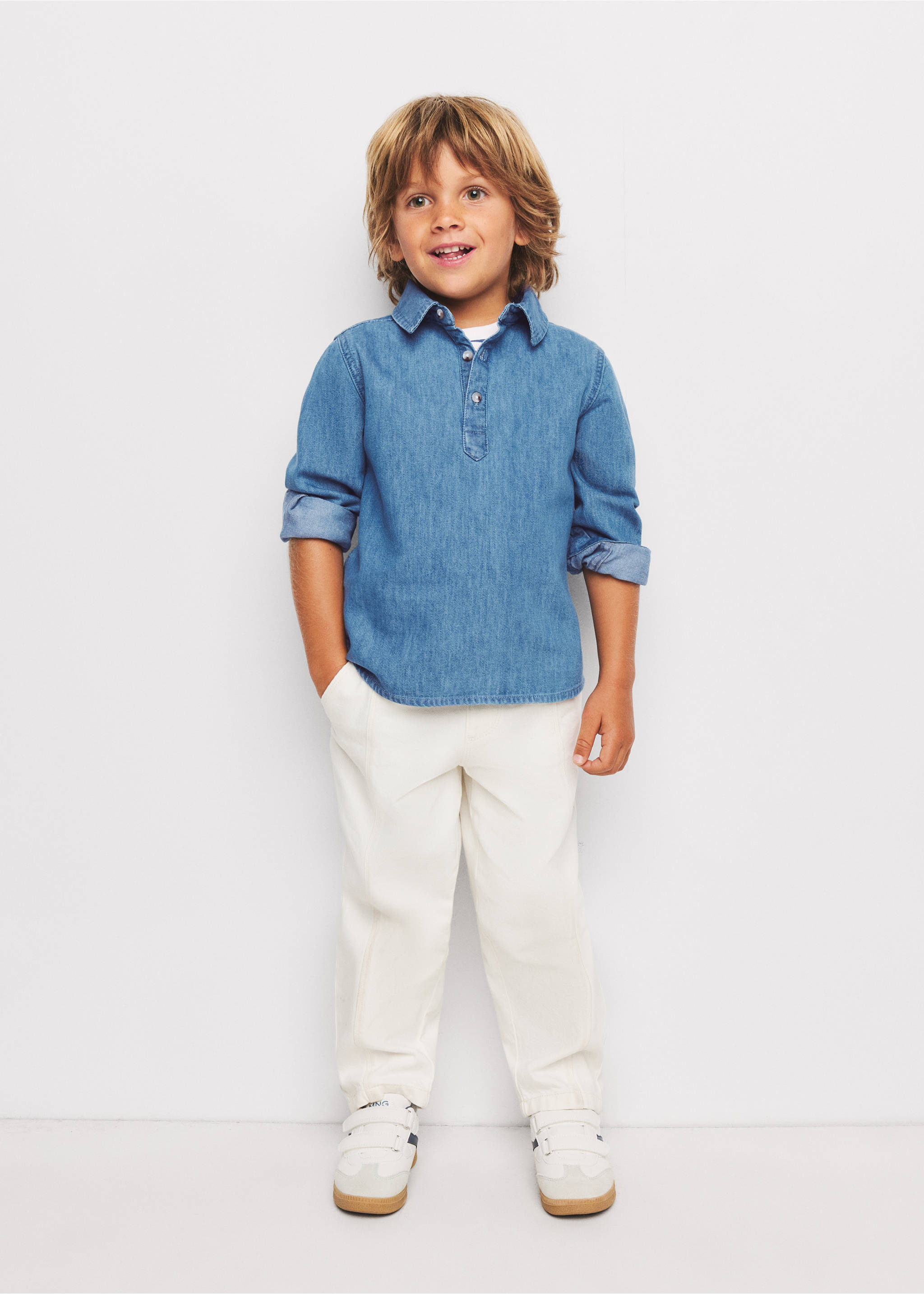 Cotton denim shirt - General plane, Medium Blue. Ref: 37073294-00.