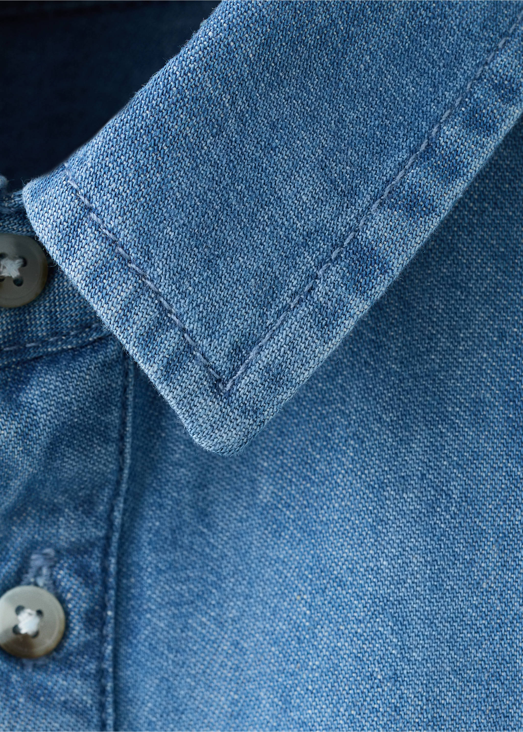 Cotton denim shirt - Details of the article 8, Medium Blue. Ref: 37073294-00.