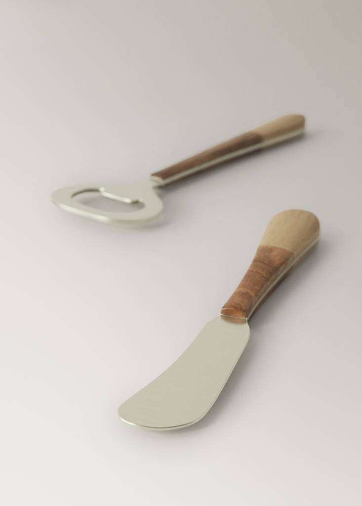 Pack of 2 stainless steel butter knives — Ecru