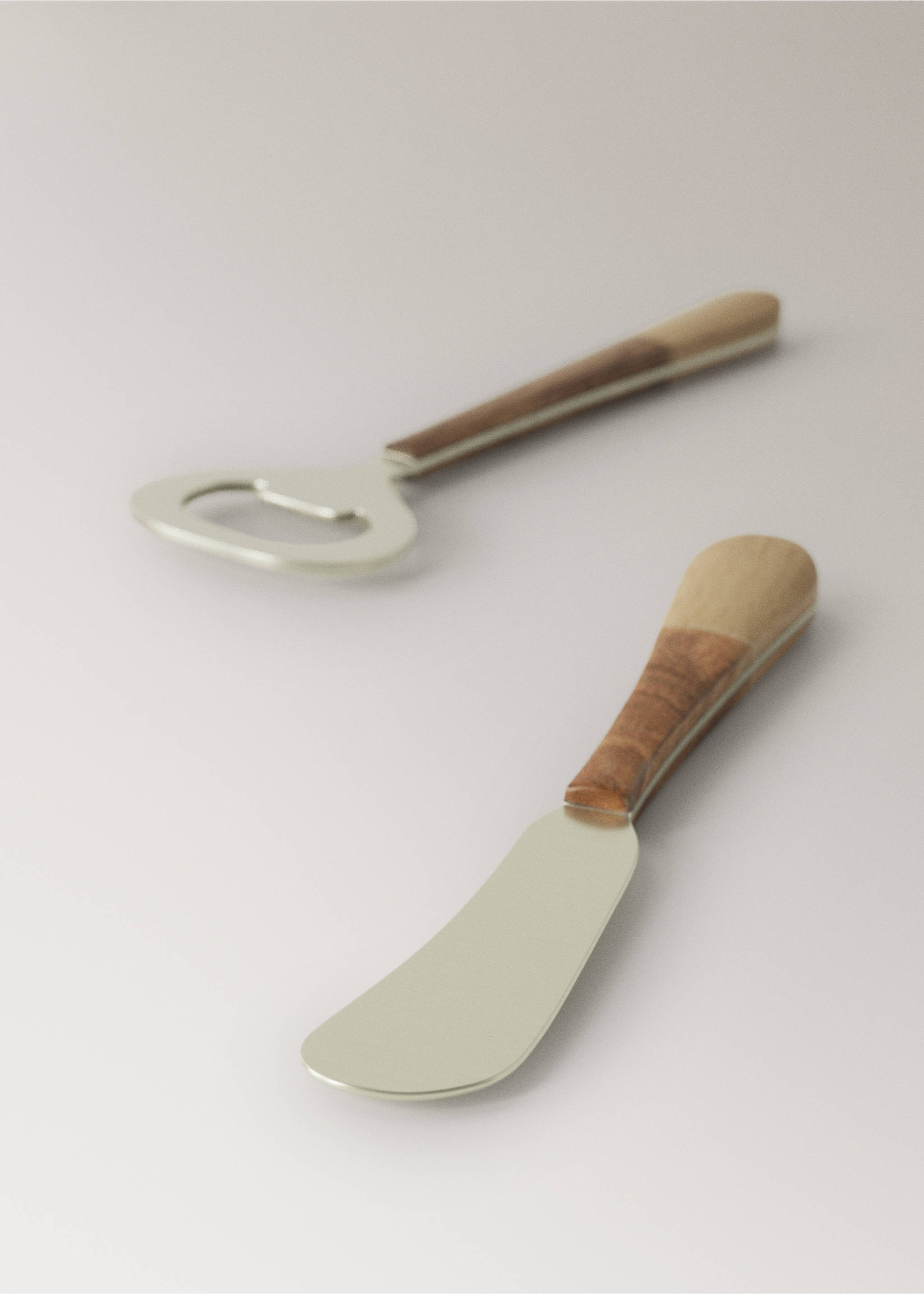 Stainless steel butter knife - Details of the article 3, Ecru. Ref: 37073295-00.