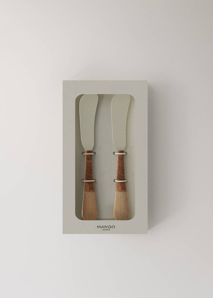 Pack of 2 stainless steel butter knives — Ecru