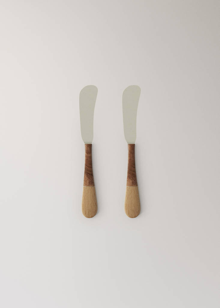 Pack of 2 stainless steel butter knives — Ecru