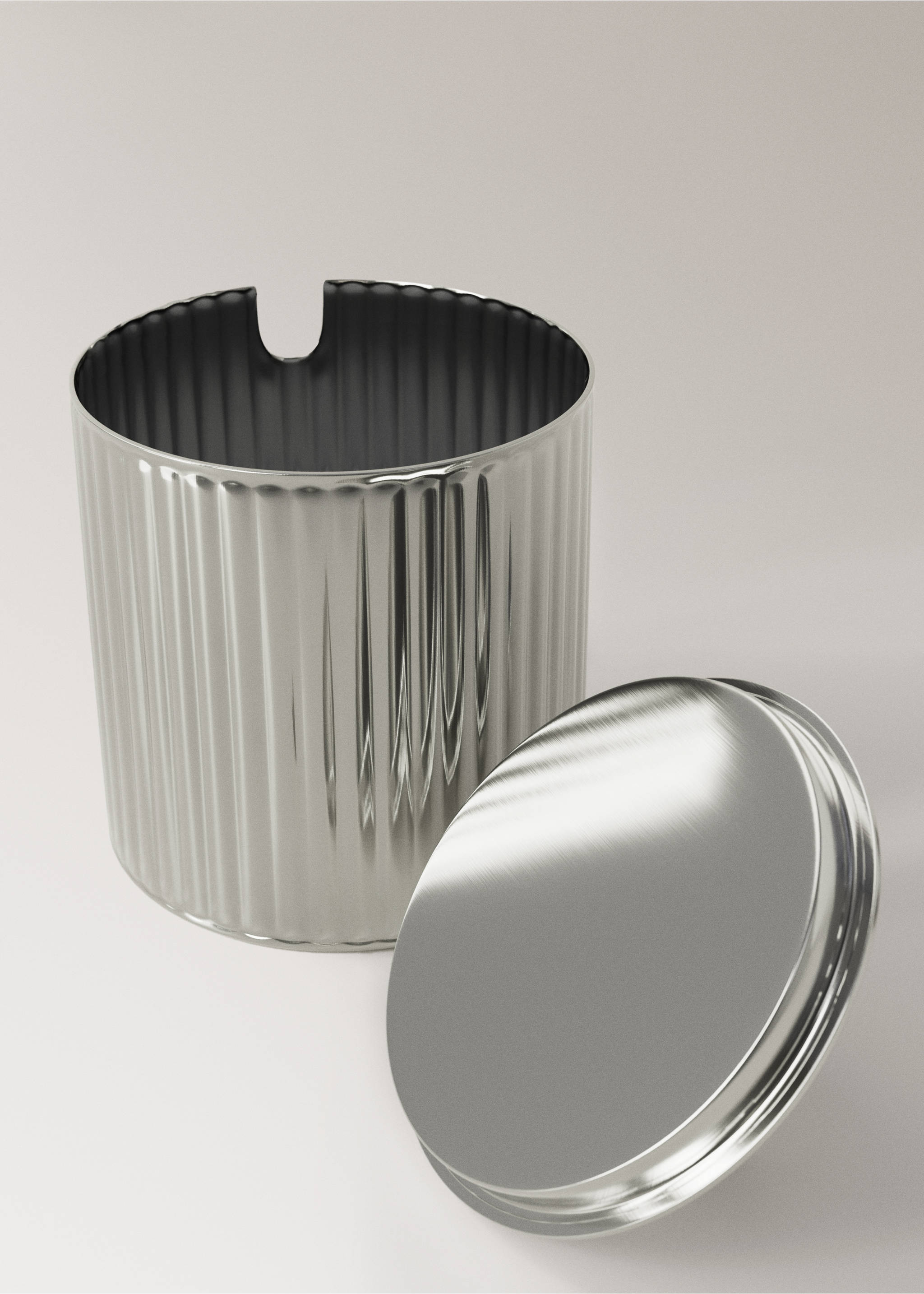 Textured brass sugar bowl - Details of the article 2, Silver. Ref: 37073296-00.