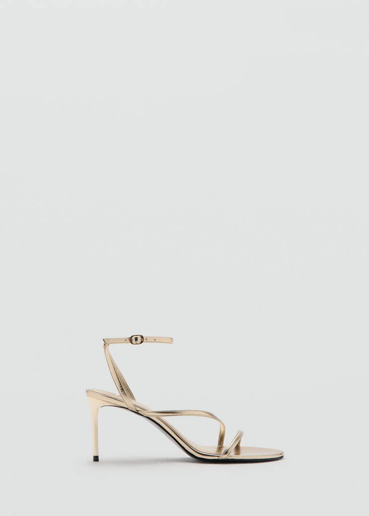 Heeled sandal with crossed straps — Gold