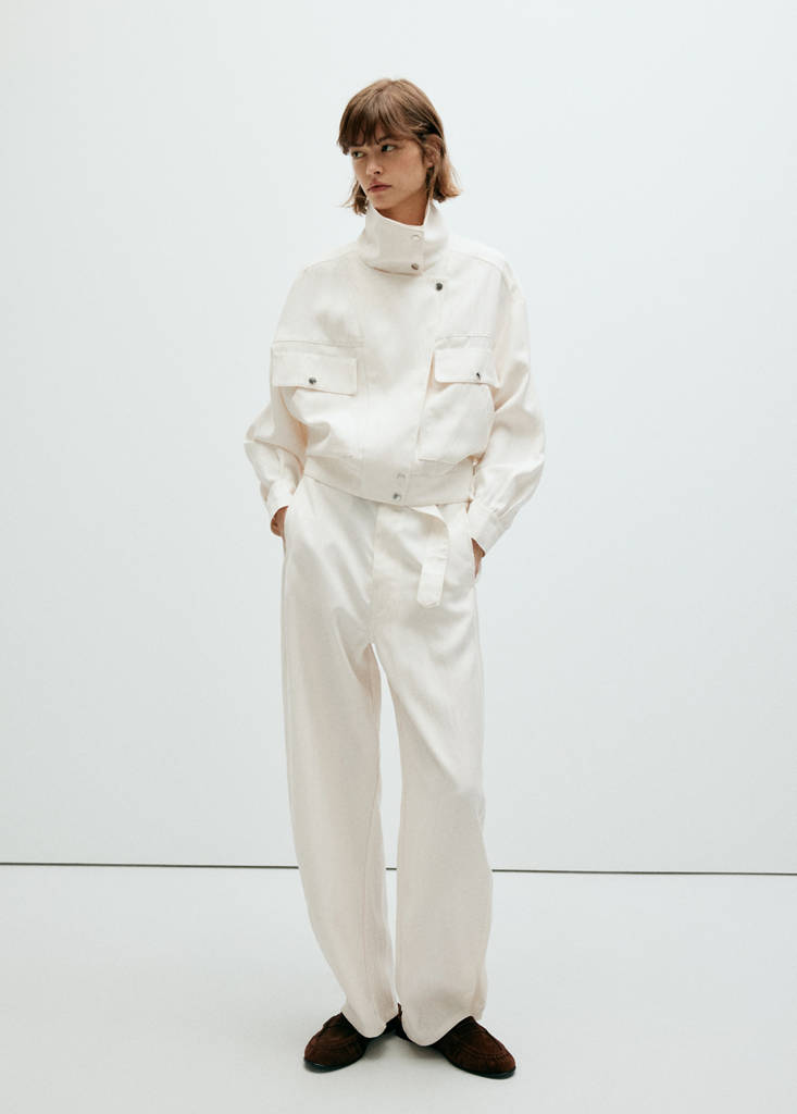 Funnel-neck bomber jacket — White