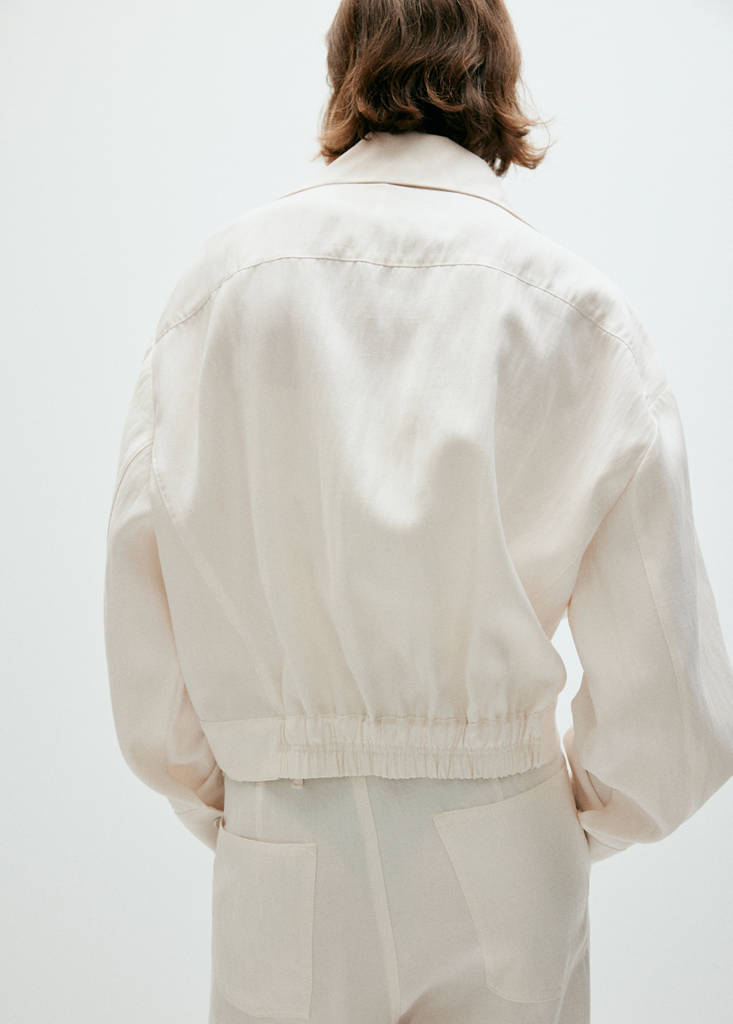 Funnel-neck bomber jacket — White