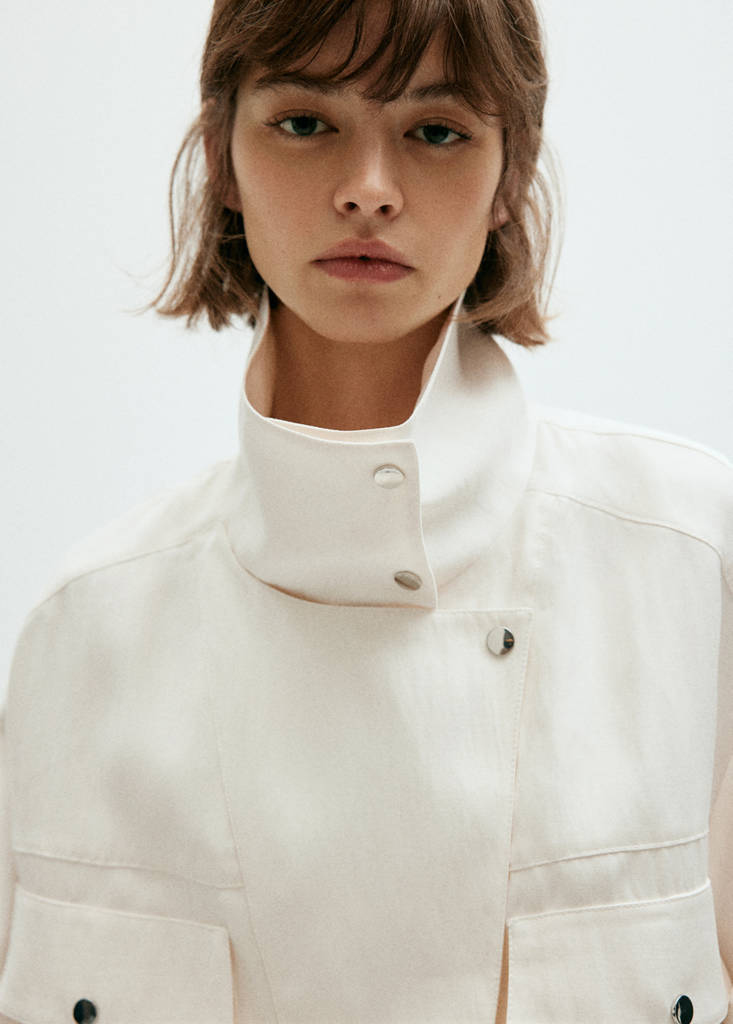 Funnel-neck bomber jacket — White