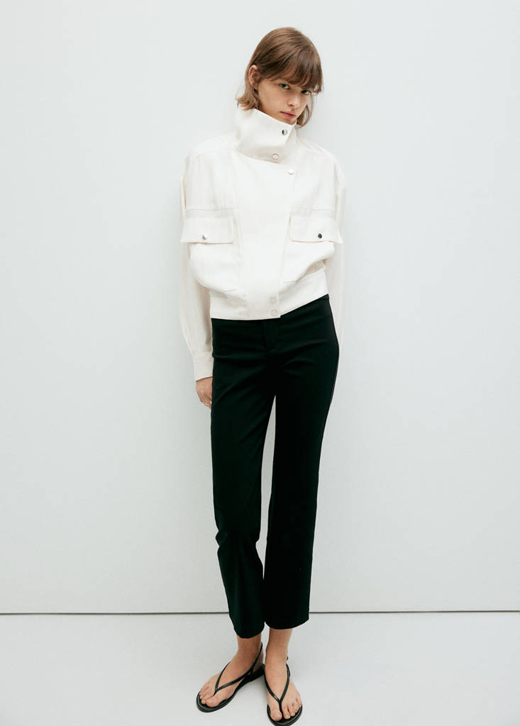 Funnel-neck bomber jacket — White