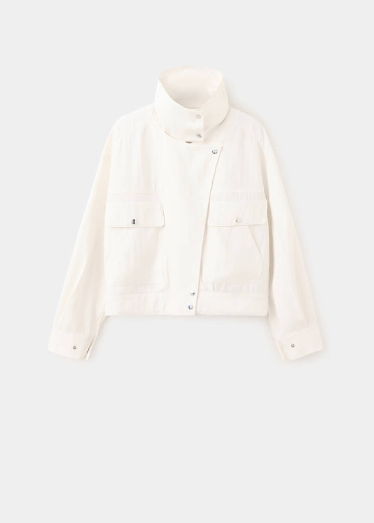 Funnel-neck bomber jacket — White