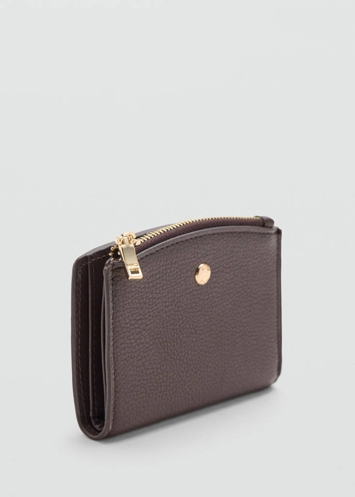 Wallet with button flap — Chocolate