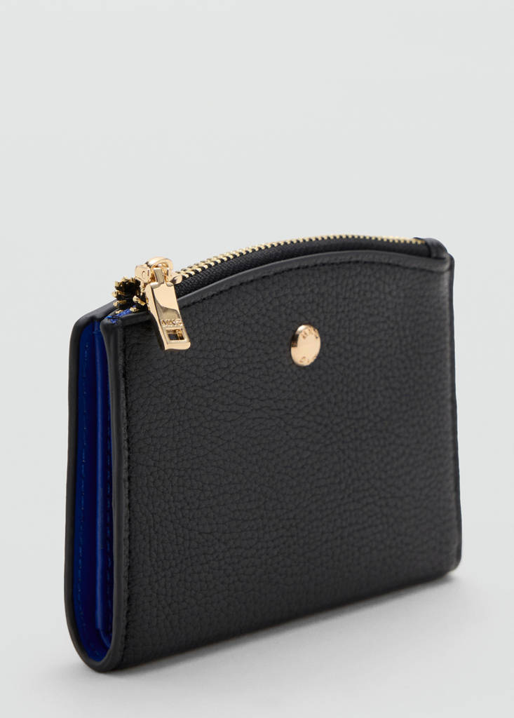Wallet with button flap — Black