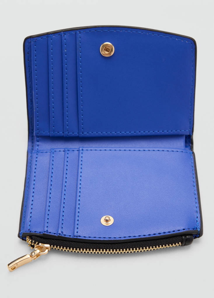 Wallet with button flap — Black