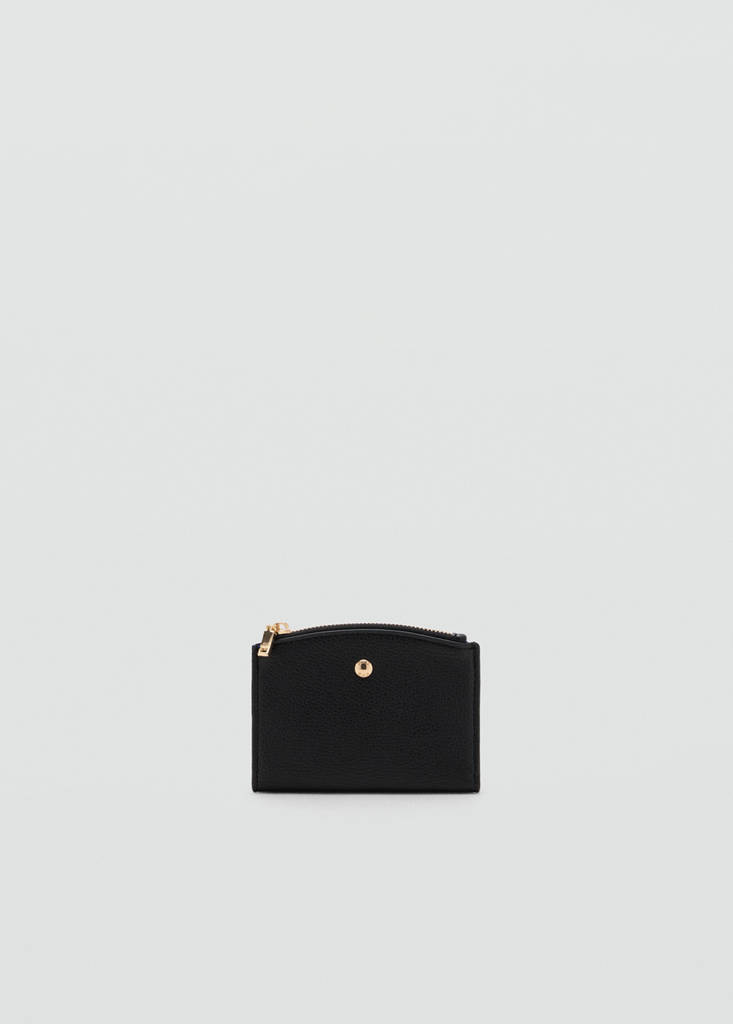 Wallet with button flap — Black