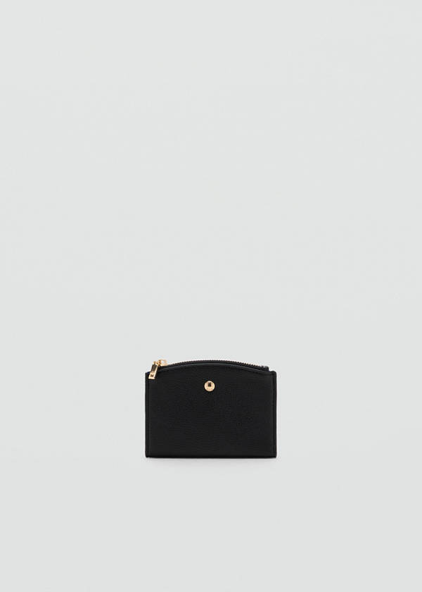 Wallet with button flap — Black