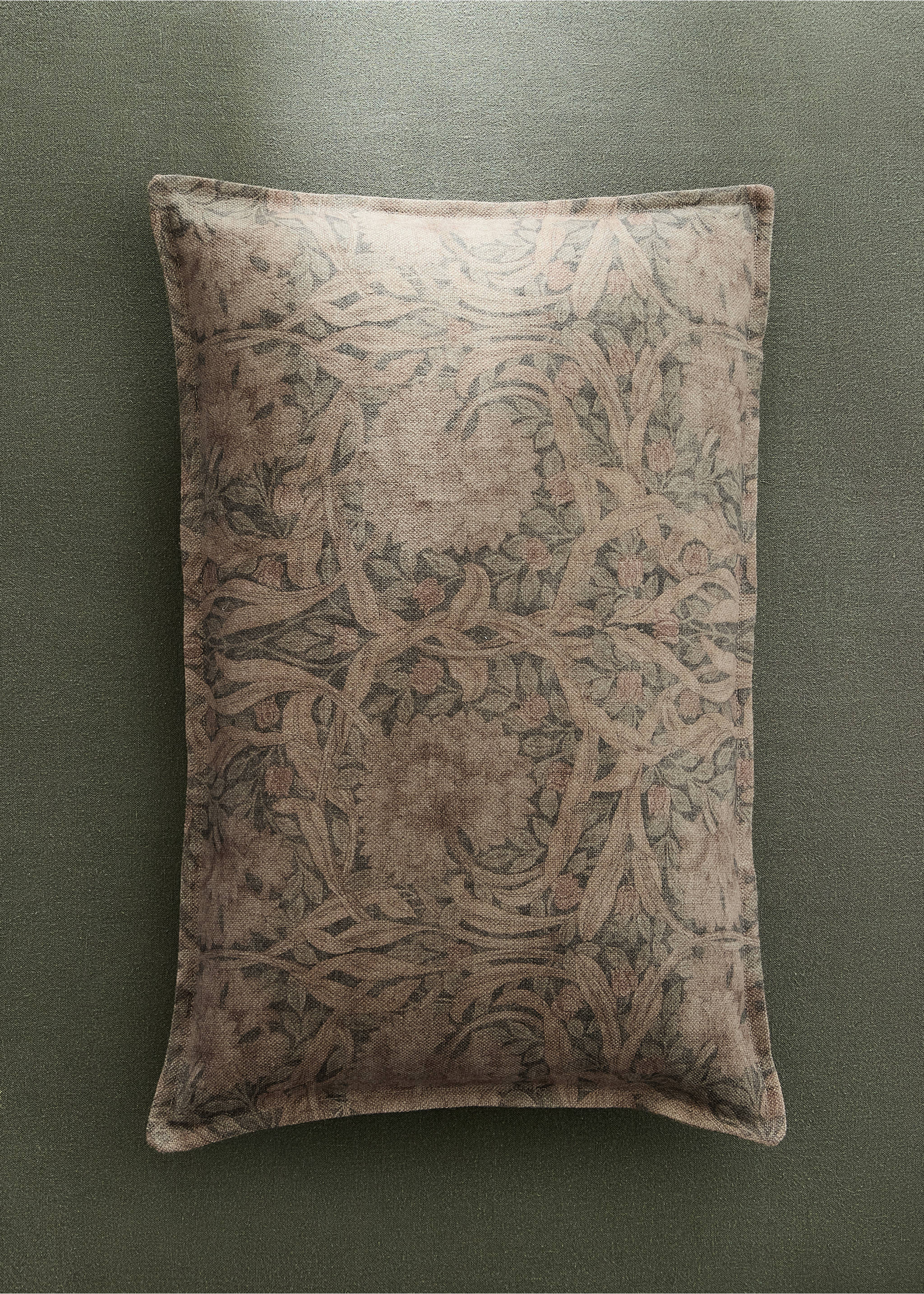 Housse coussin imprimé fleuri 40x60 cm - Plan général, Gris. Ref: 37073325-00.