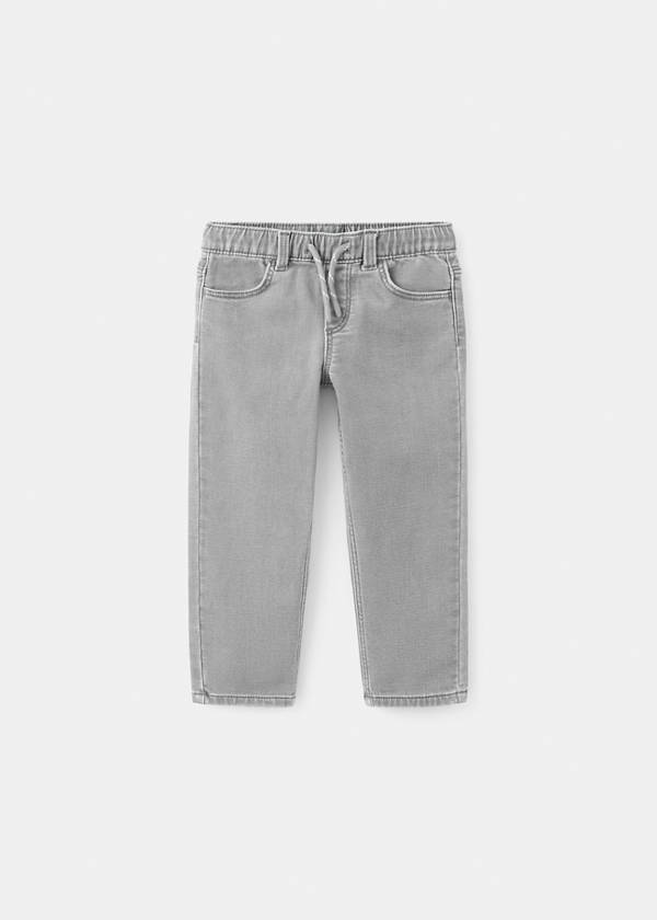 Straight-fit jeans with elastic waist — Denim Grey