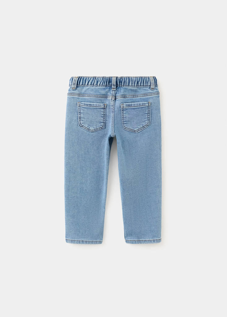 Straight-fit jeans with elastic waist — Medium Blue