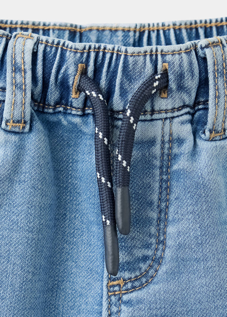 Straight-fit jeans with elastic waist — Medium Blue