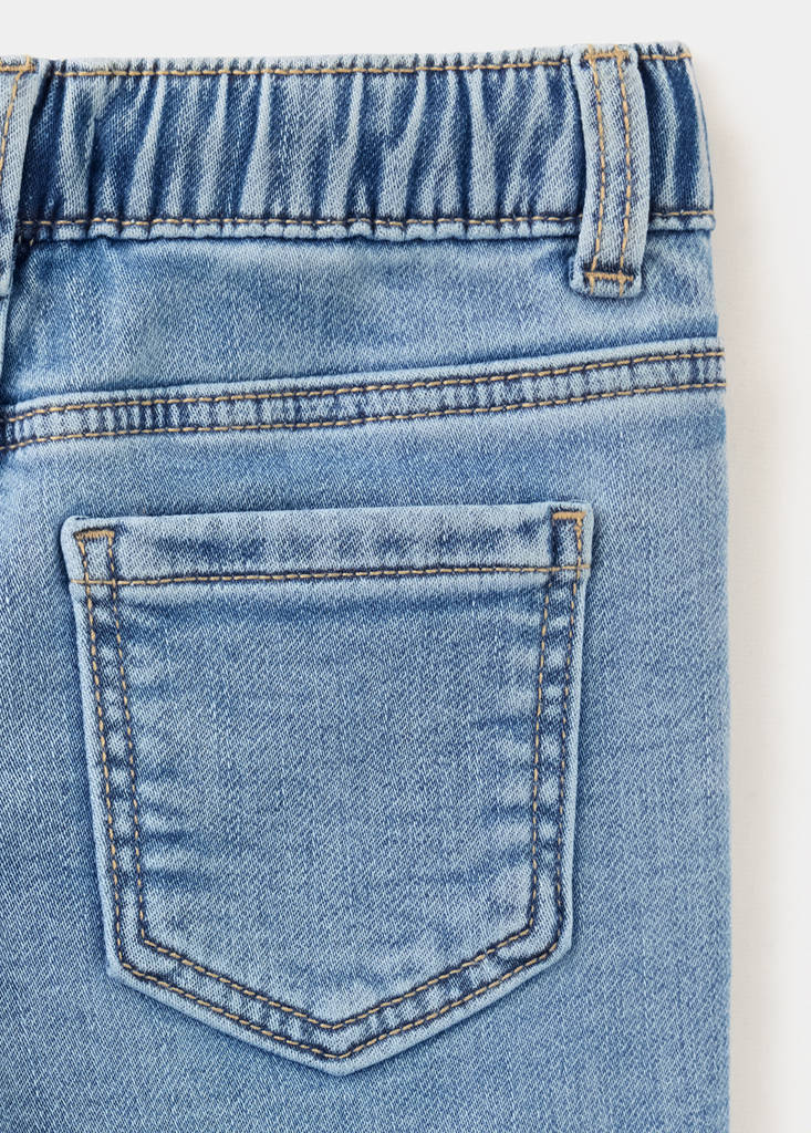 Straight-fit jeans with elastic waist — Medium Blue
