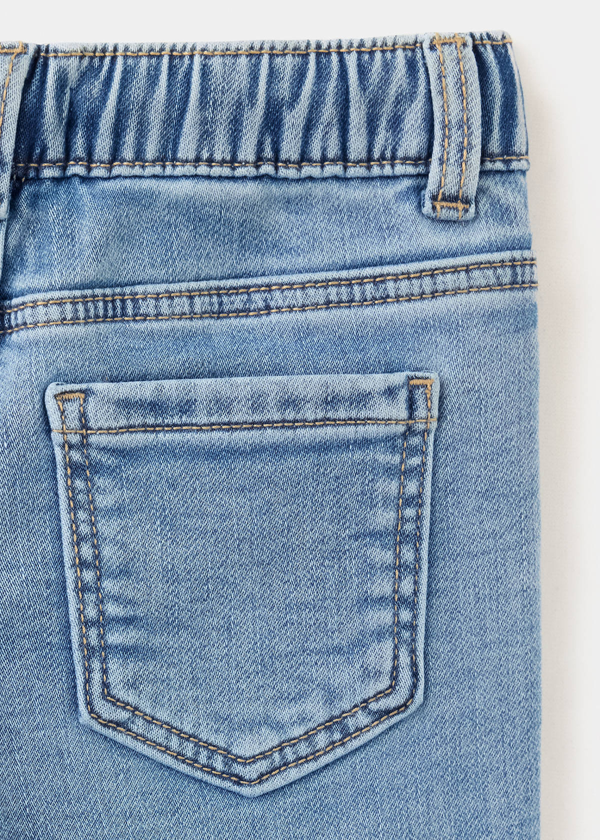Straight-fit jeans with elastic waist — Medium Blue
