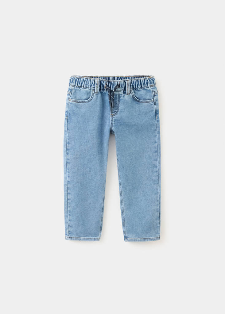 Straight-fit jeans with elastic waist — Medium Blue