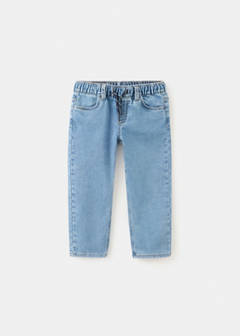 Straight-fit jeans with elastic waist — Medium Blue 1
