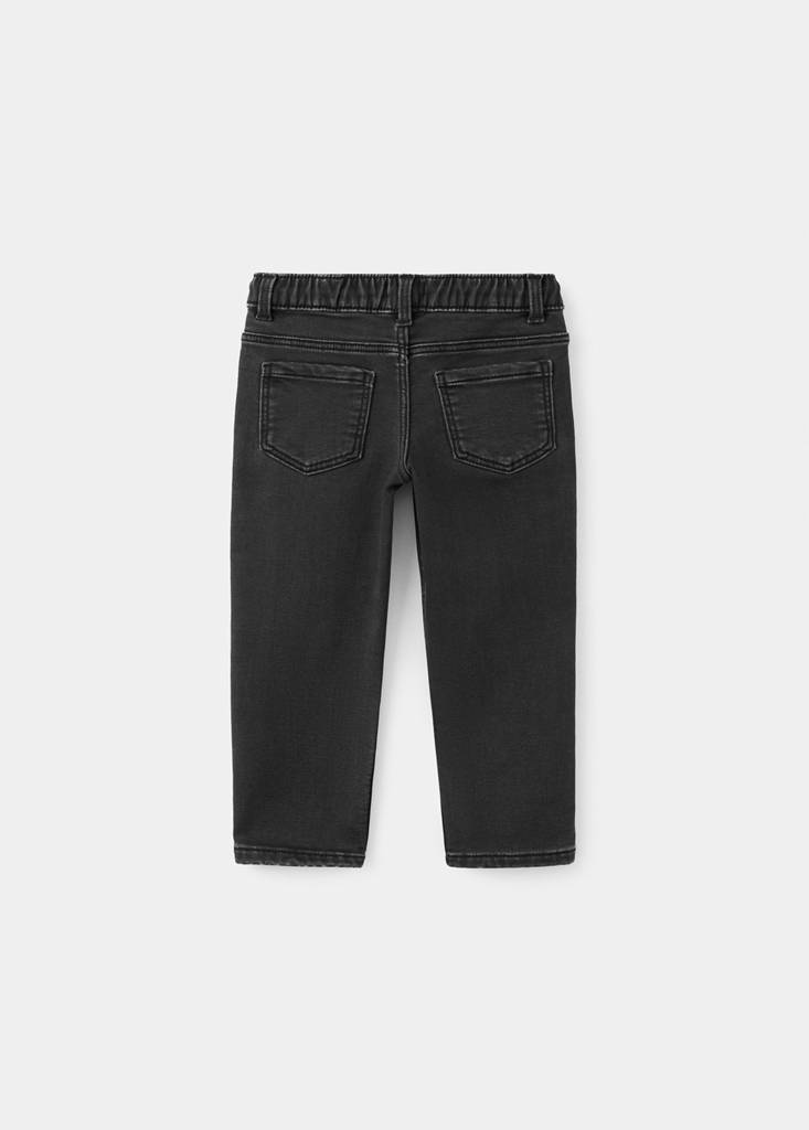 Straight-fit jeans with elastic waist — Black denim