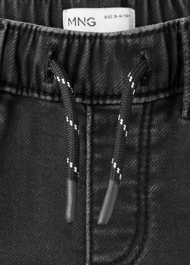 Straight-fit jeans with elastic waist — Black denim