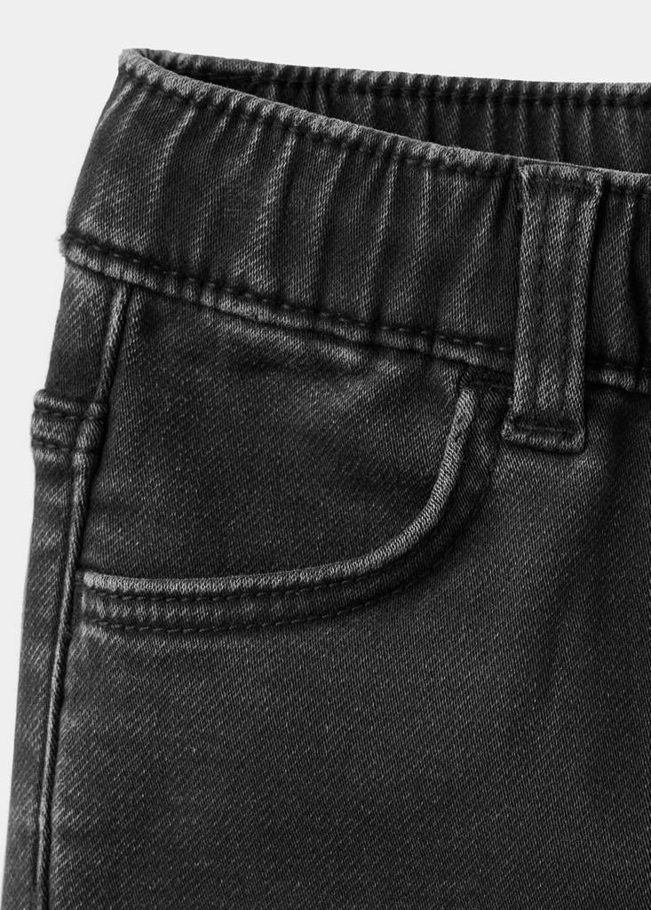 Straight-fit jeans with elastic waist — Black denim