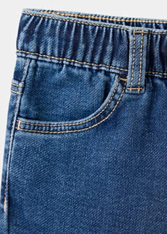 Straight-fit jeans with elastic waist — Dark Blue 4