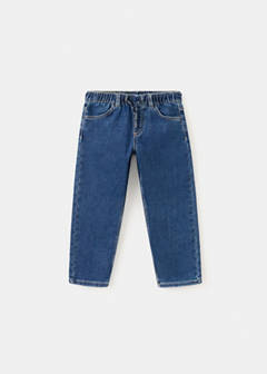 Straight-fit jeans with elastic waist — Dark Blue 1