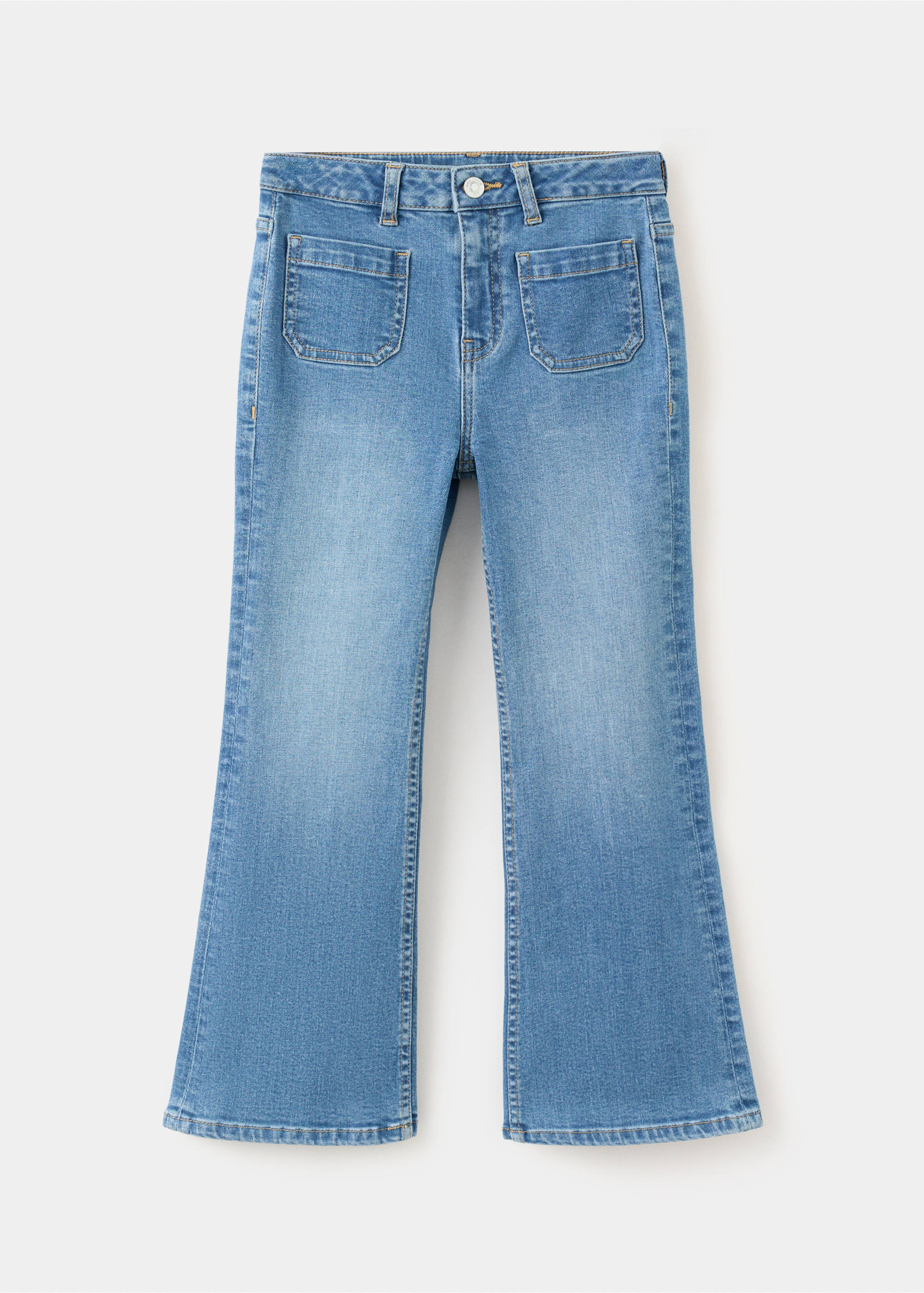 Jean flare en coton - Article sans modèle, Bleu moyen. Ref: 37073863-00.