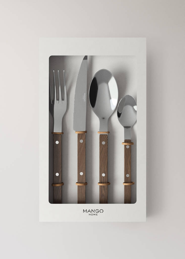 Stainless steel cutlery set with resin handles — Brown
