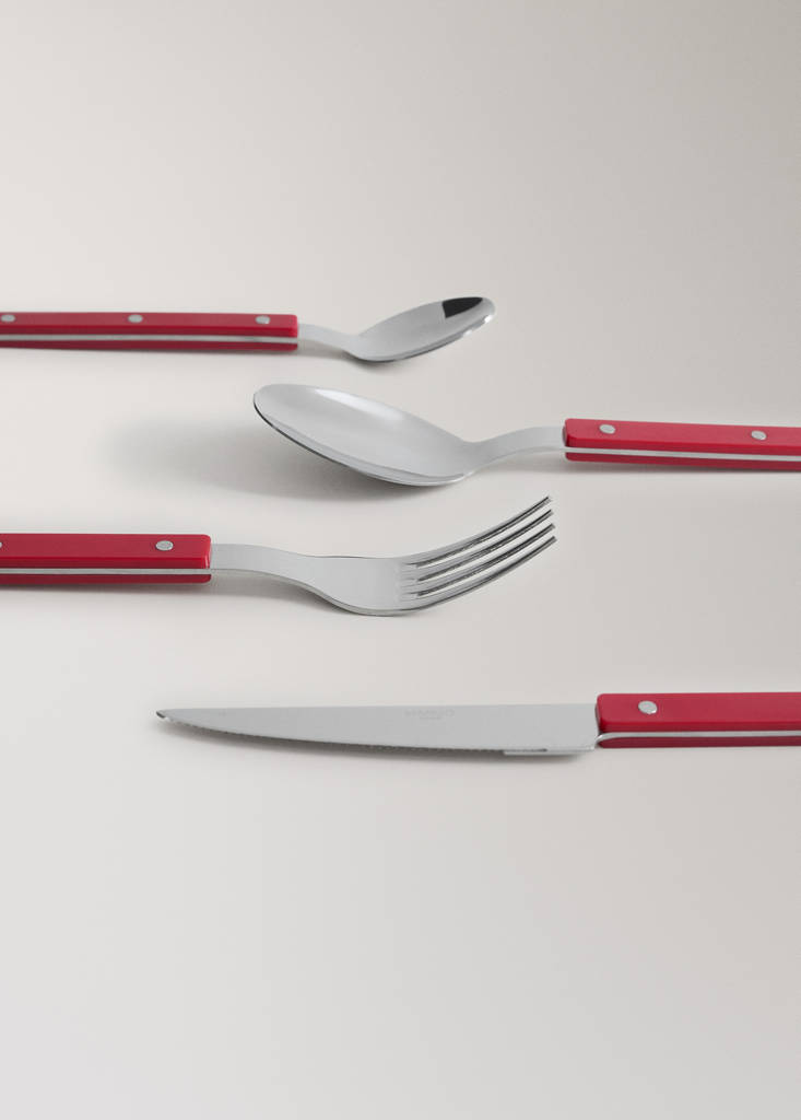 Stainless steel cutlery set with resin handles — Red