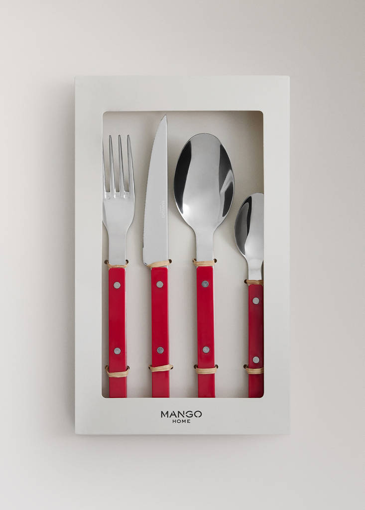 Stainless steel cutlery set with resin handles — Red