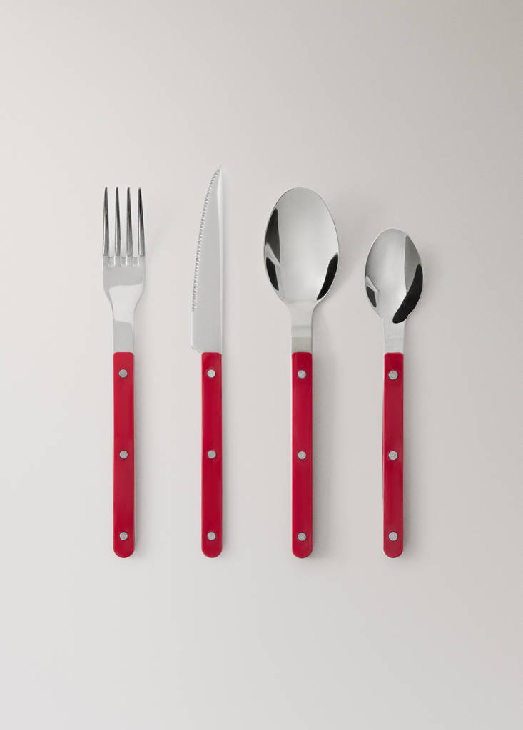 Stainless steel cutlery set with resin handles — Red