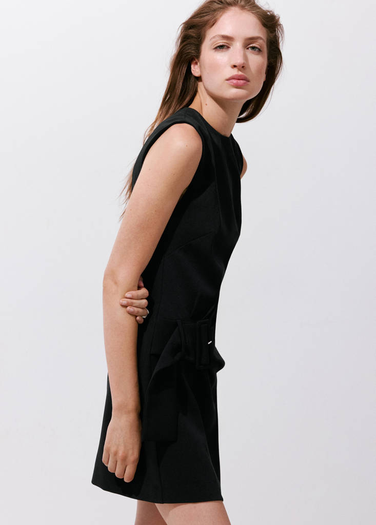 Ruched dress with belt — Black
