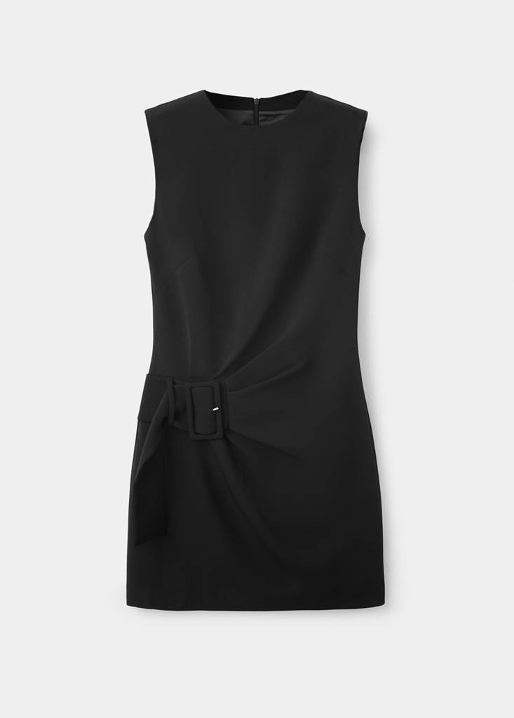 Ruched dress with belt — Black