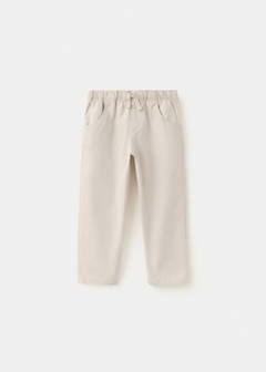 Elastic waist cotton trousers — Sand 2