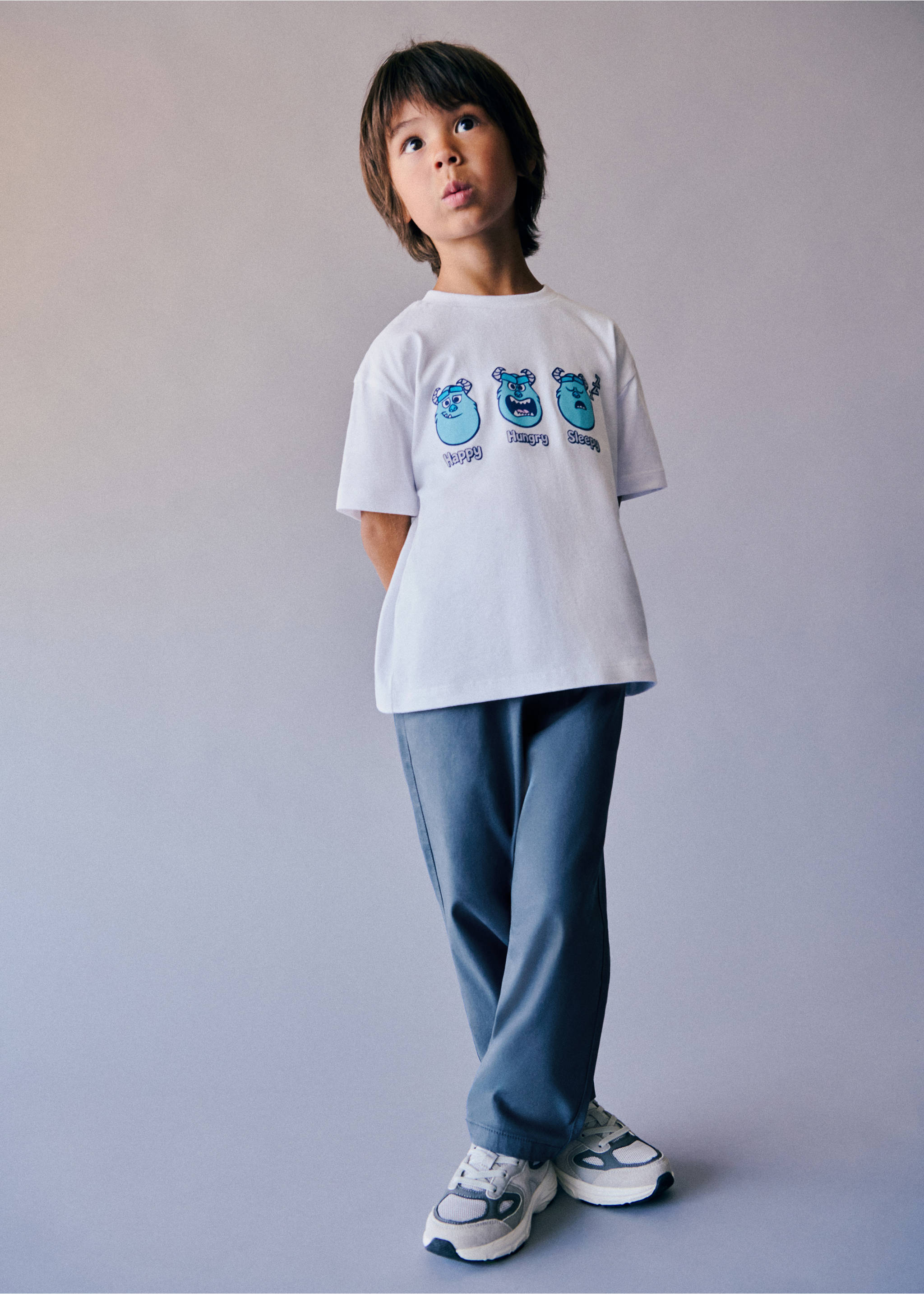 Elastic waist cotton trousers - General plane, Blue. Ref: 37073872-00.