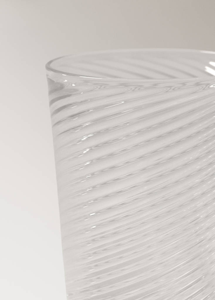 Small embossed borosilicate tumbler — Ice Grey