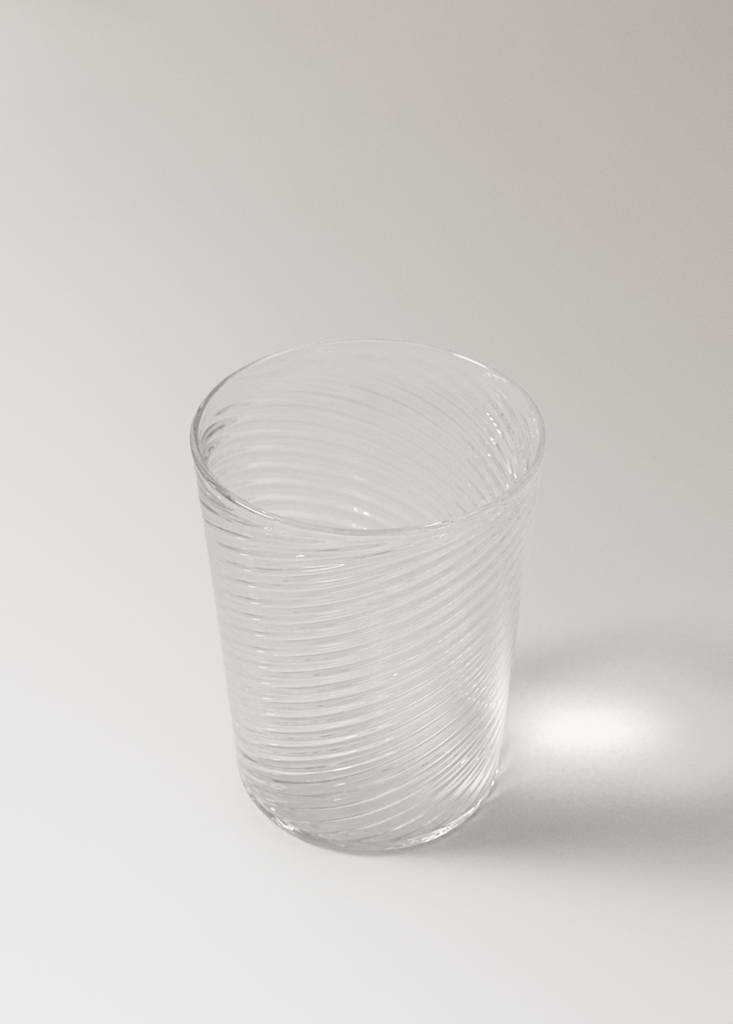 Small embossed borosilicate tumbler — Ice Grey
