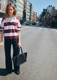 Split-leather tote bag — Navy 3