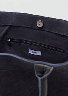 Split-leather tote bag — Navy 5