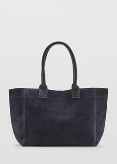 Split-leather tote bag — Navy 1