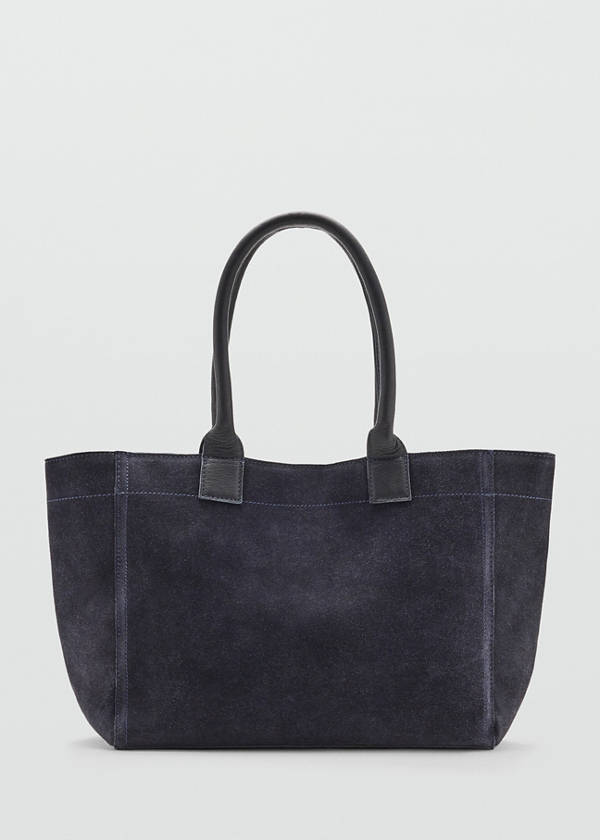 Split-leather tote bag — Navy