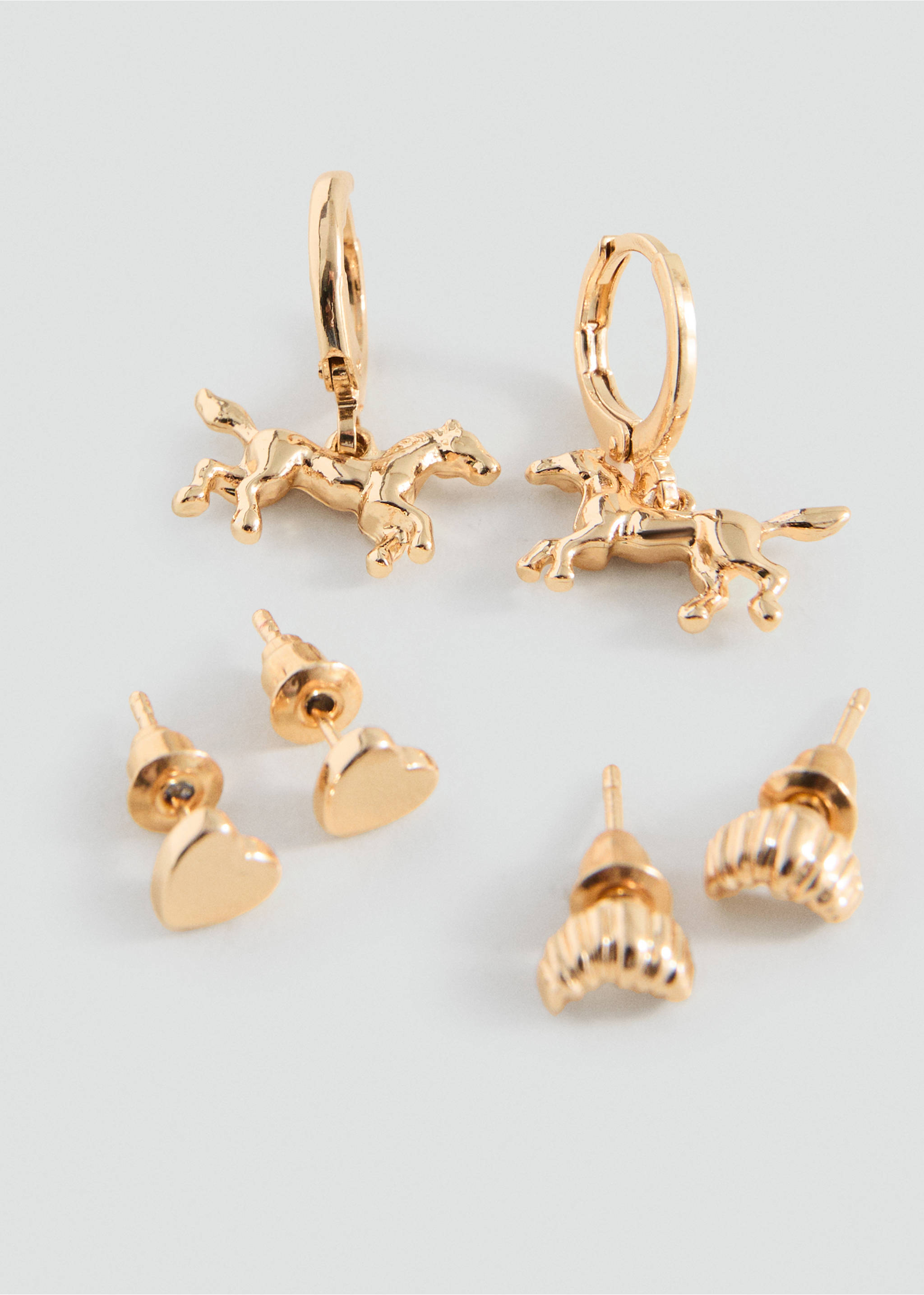 Pack of 3 combined earrings - Medium plane, Gold. Ref: 37073880-00.