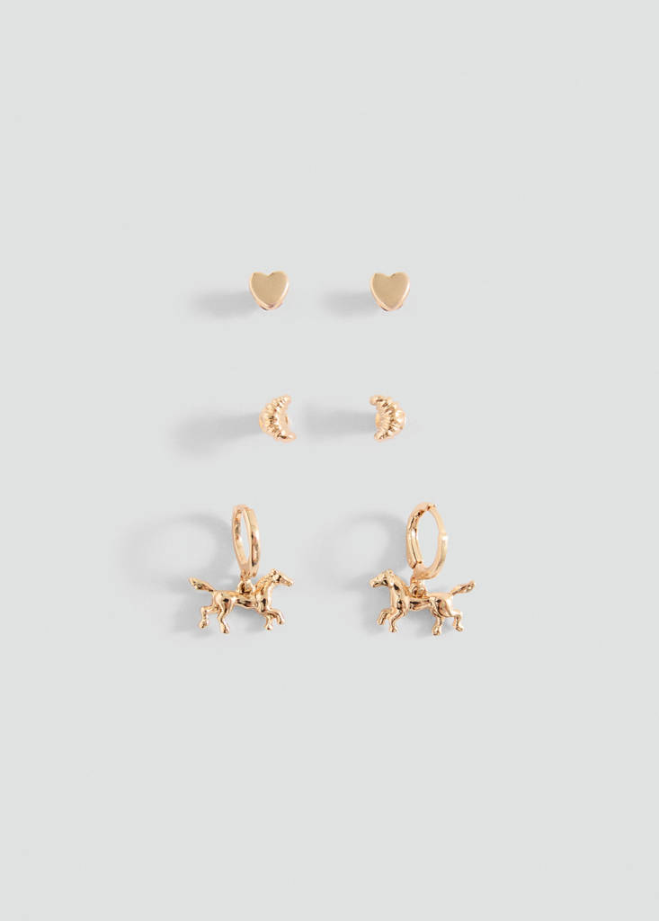 Pack of 3 combined earrings — Gold